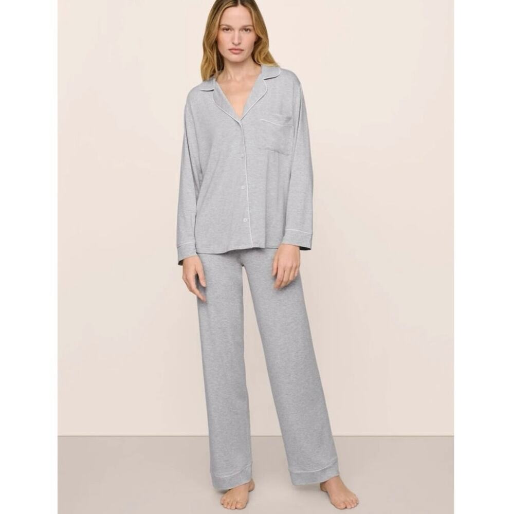 NWOT Eberjey Gisele TENCEL™ Modal Long Set in Heather Grey/Sorbet Pink SZ XS